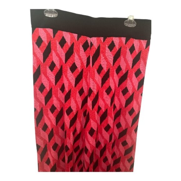Pink & Black Geometric Wide Leg Knit Pants - Size L - Picture 3 of 9
